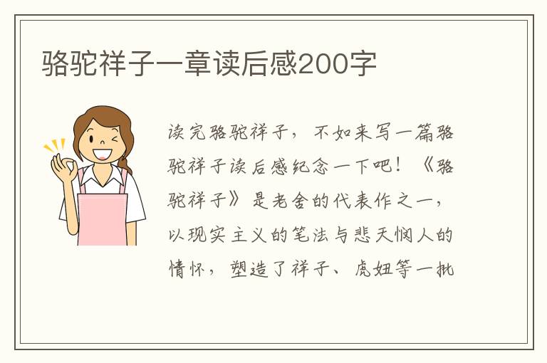 駱駝祥子一章讀后感200字