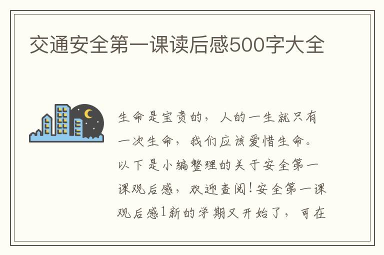 交通安全第一課讀后感500字大全