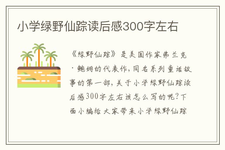 小學綠野仙蹤讀后感300字左右