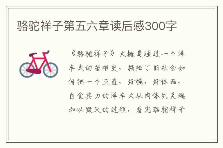 駱駝祥子第五六章讀后感300字