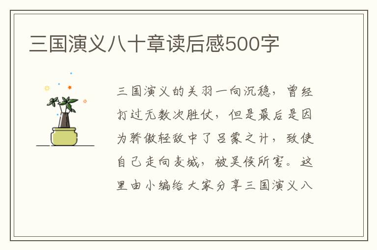 三國演義八十章讀后感500字