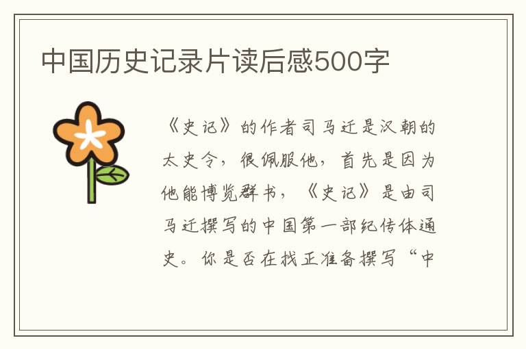 中國歷史記錄片讀后感500字