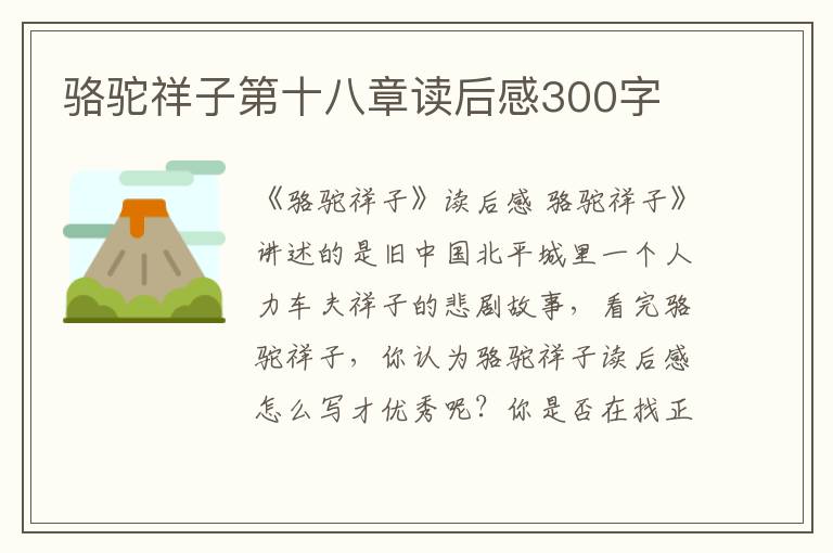 駱駝祥子第十八章讀后感300字