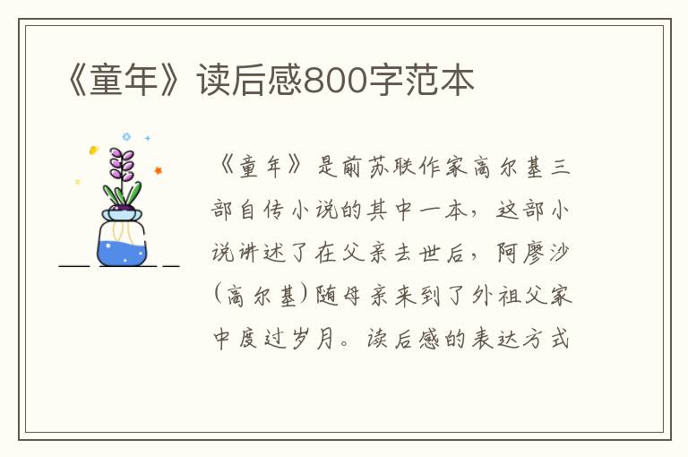 《童年》讀后感800字范本