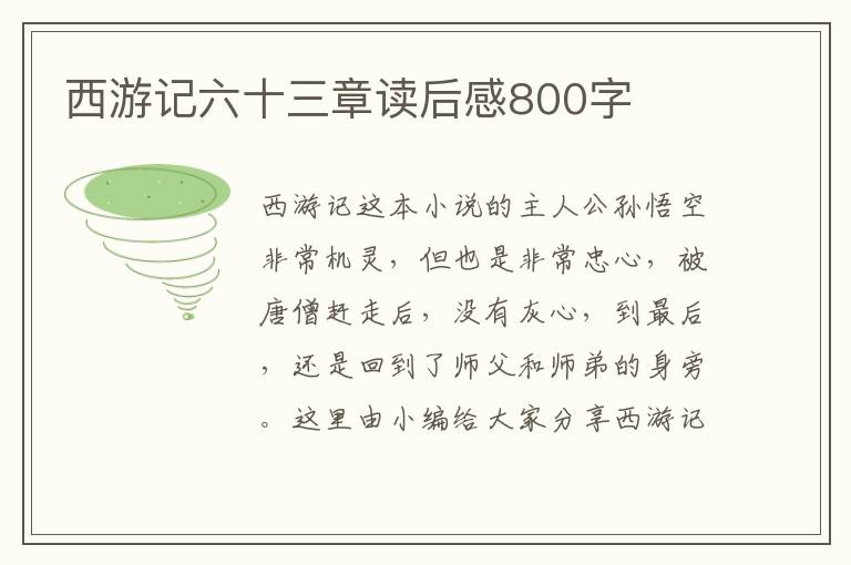 西游記六十三章讀后感800字