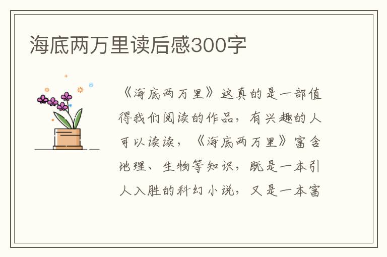 海底兩萬(wàn)里讀后感300字