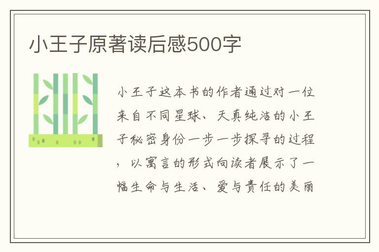 小王子原著讀后感500字