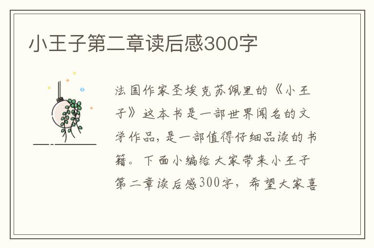 小王子第二章讀后感300字