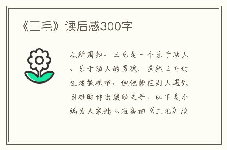 《三毛》讀后感300字