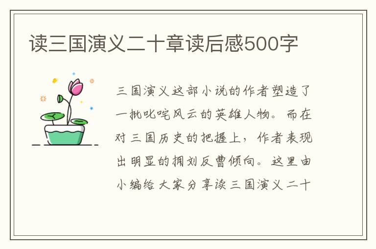 讀三國演義二十章讀后感500字