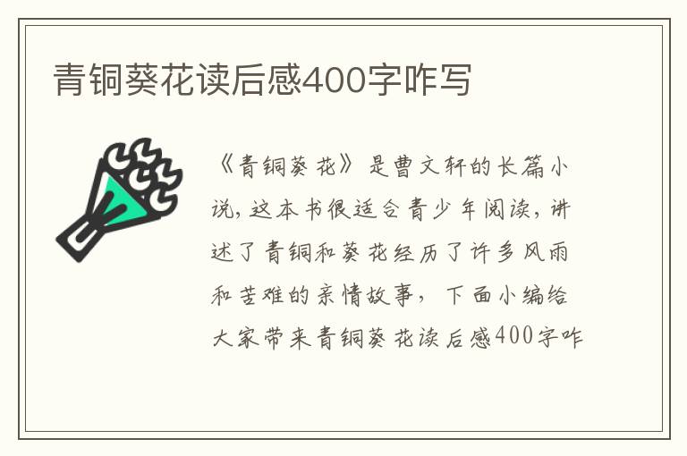 青銅葵花讀后感400字咋寫