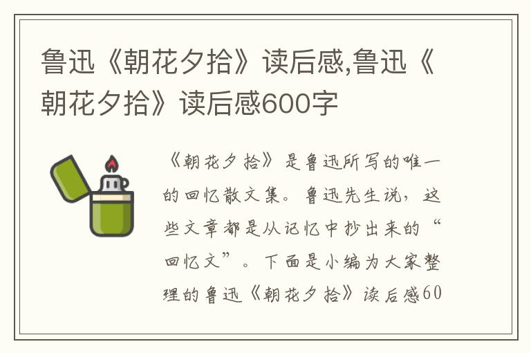 魯迅《朝花夕拾》讀后感,魯迅《朝花夕拾》讀后感600字