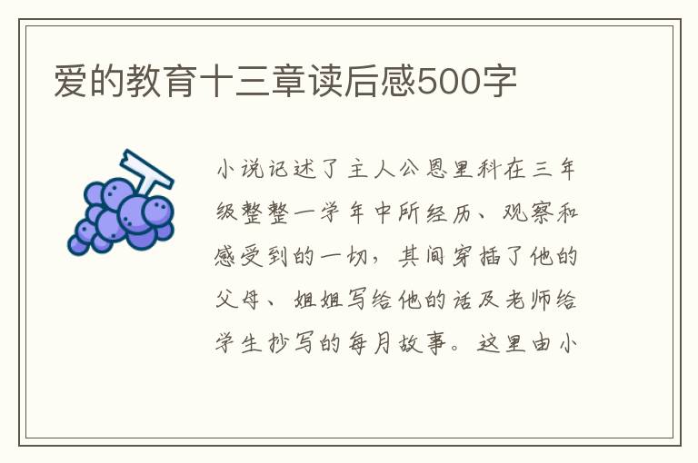 愛的教育十三章讀后感500字