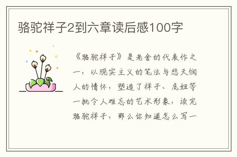 駱駝祥子2到六章讀后感100字