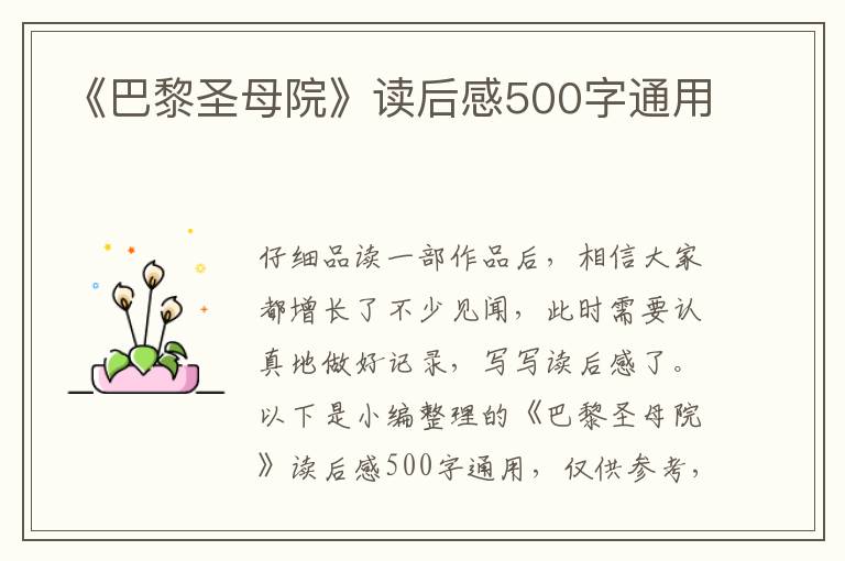 《巴黎圣母院》讀后感500字通用