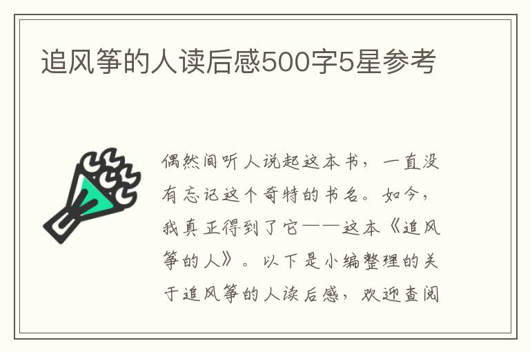 追風(fēng)箏的人讀后感500字5星參考