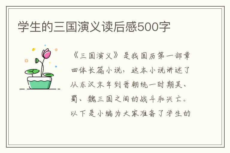 學(xué)生的三國演義讀后感500字