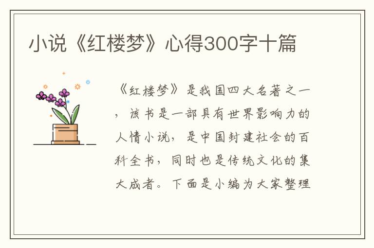 小說《紅樓夢(mèng)》心得300字十篇