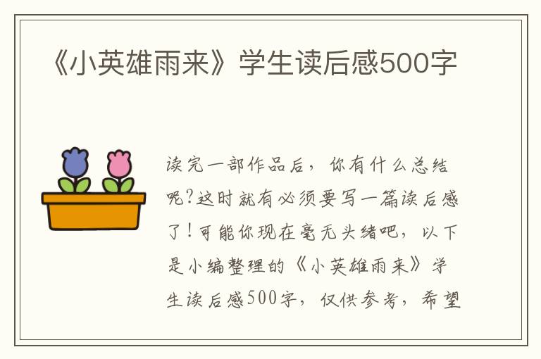 《小英雄雨來》學(xué)生讀后感500字