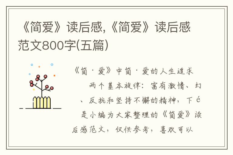 《簡愛》讀后感,《簡愛》讀后感范文800字(五篇)