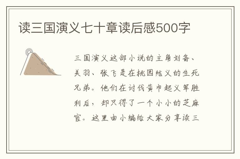 讀三國(guó)演義七十章讀后感500字