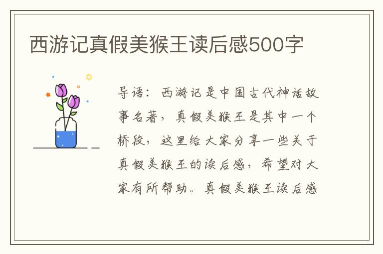 西游記真假美猴王讀后感500字