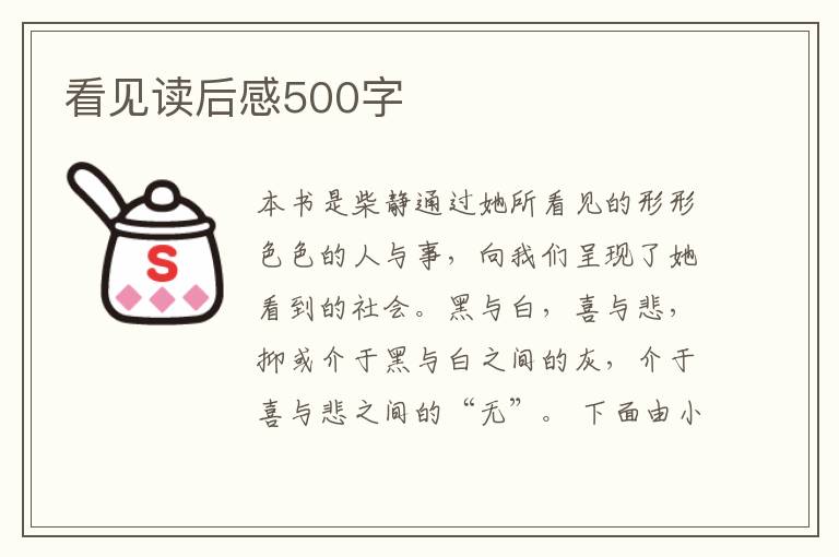 看見讀后感500字