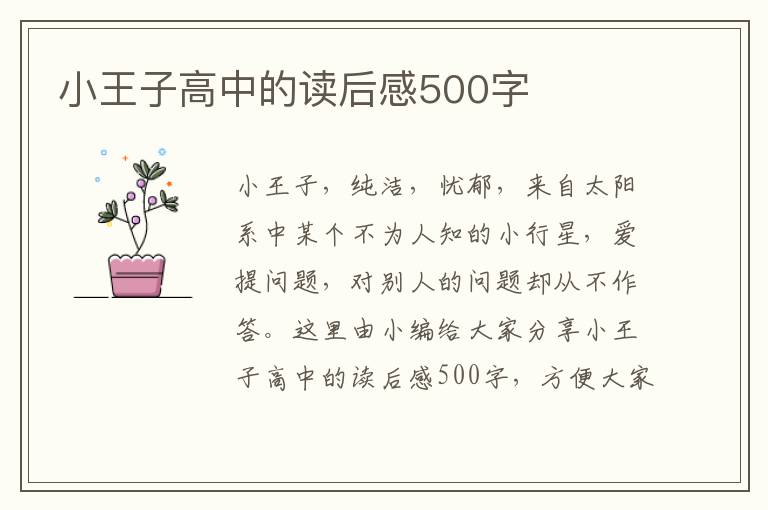 小王子高中的讀后感500字