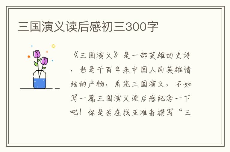 三國演義讀后感初三300字