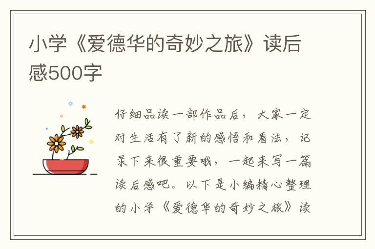 小學(xué)《愛德華的奇妙之旅》讀后感500字