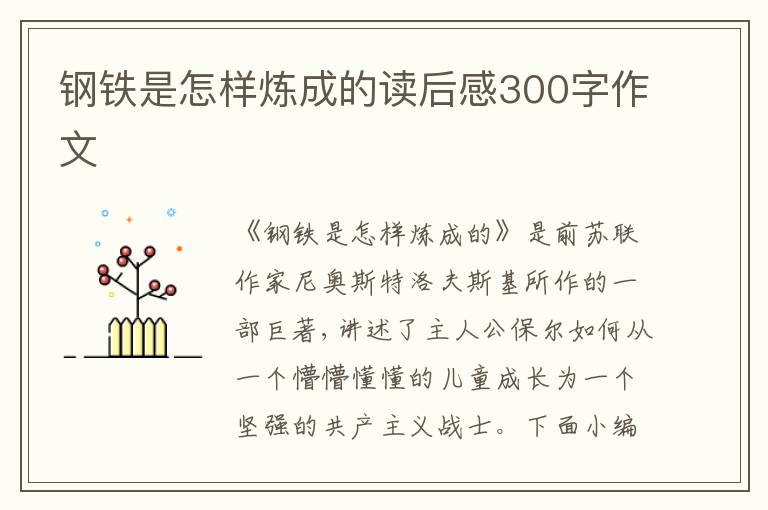 鋼鐵是怎樣煉成的讀后感300字作文