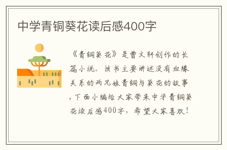 中學青銅葵花讀后感400字