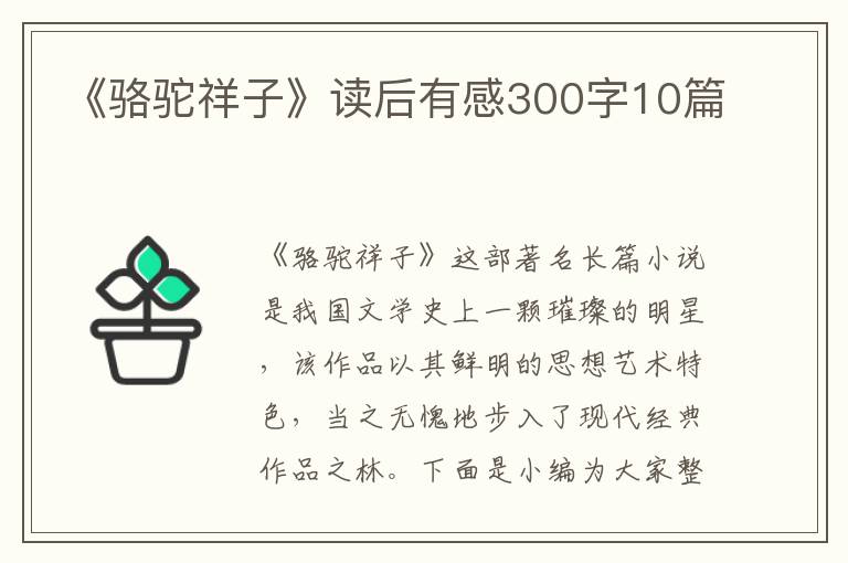 《駱駝祥子》讀后有感300字10篇