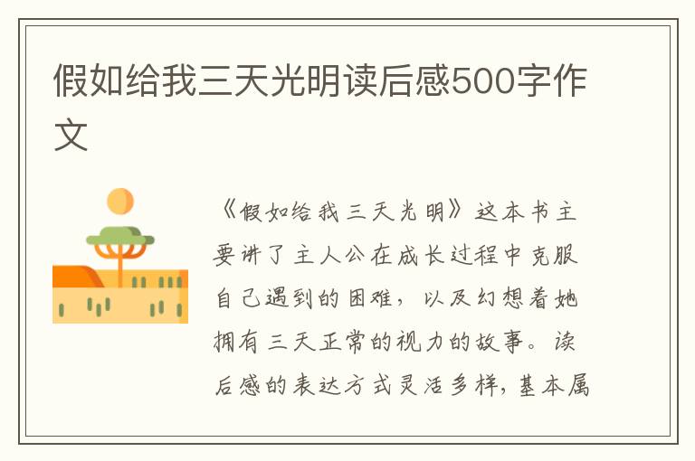 假如給我三天光明讀后感500字作文