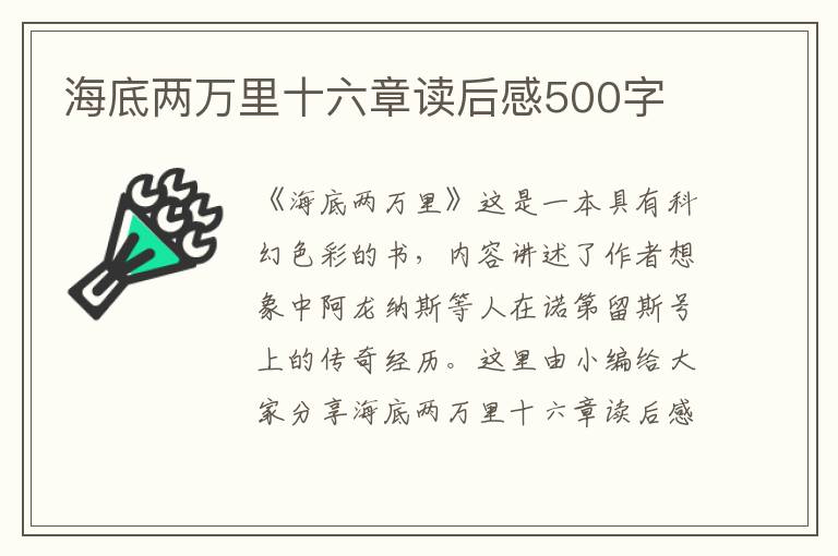 海底兩萬里十六章讀后感500字