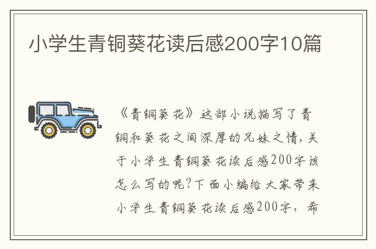 小學生青銅葵花讀后感200字10篇