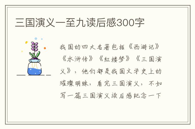 三國(guó)演義一至九讀后感300字