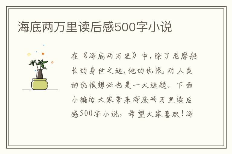 海底兩萬里讀后感500字小說