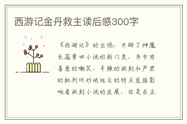 西游記金丹救主讀后感300字