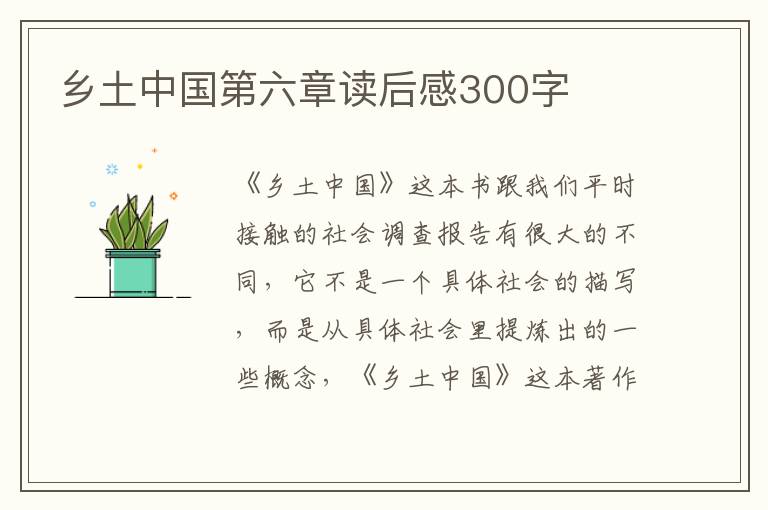 鄉(xiāng)土中國第六章讀后感300字