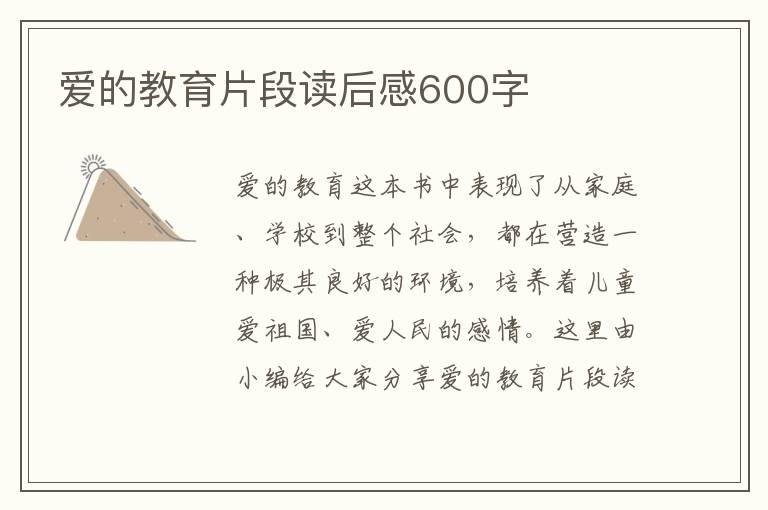 愛的教育片段讀后感600字