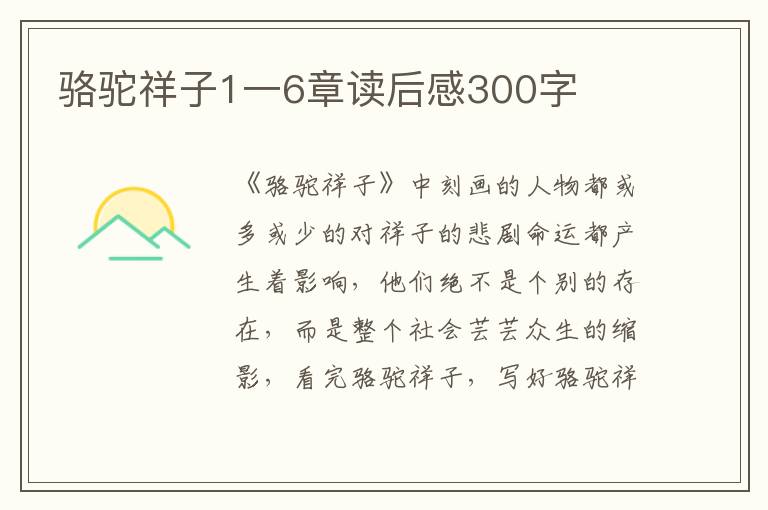 駱駝祥子1一6章讀后感300字