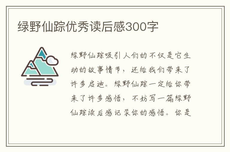 綠野仙蹤優(yōu)秀讀后感300字