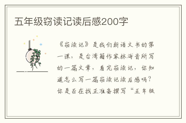 五年級竊讀記讀后感200字