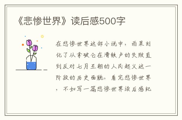 《悲慘世界》讀后感500字