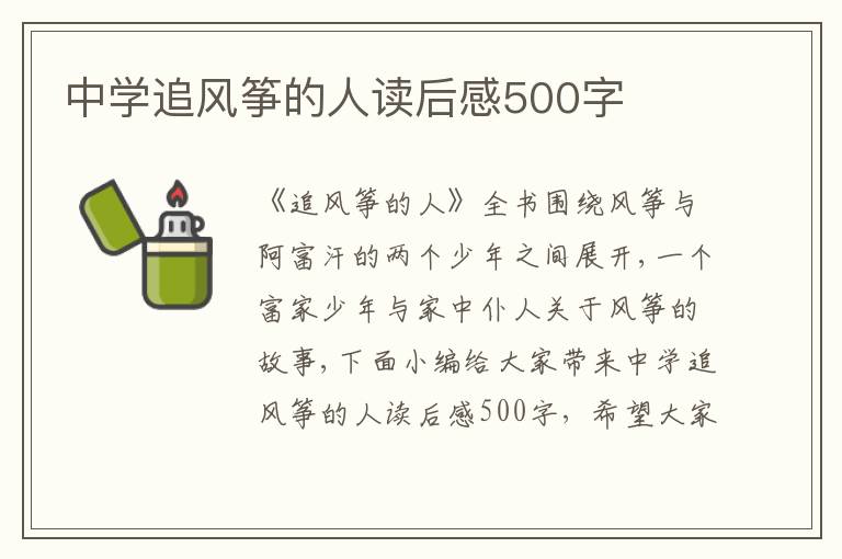 中學追風箏的人讀后感500字