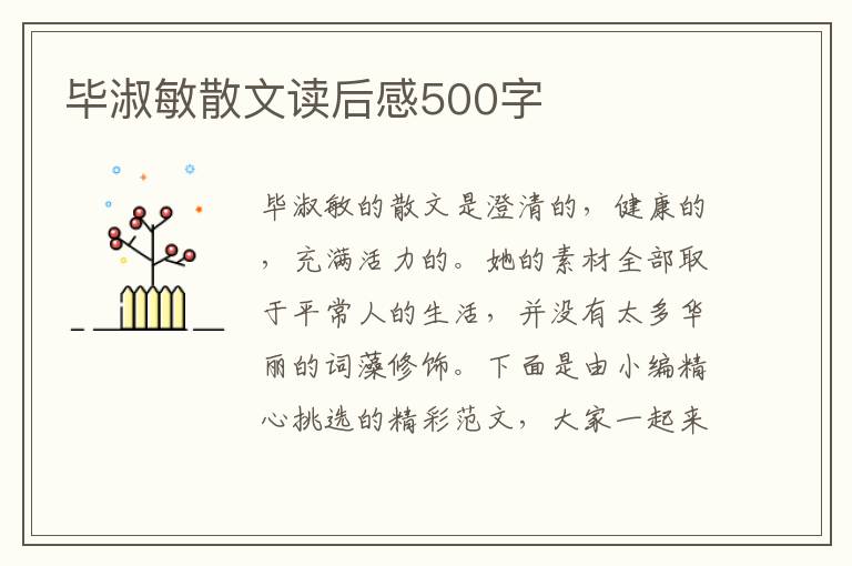 畢淑敏散文讀后感500字