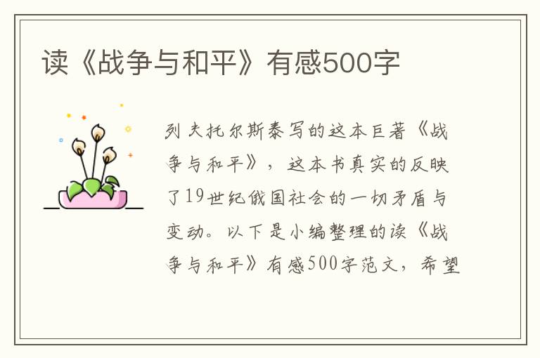 讀《戰(zhàn)爭與和平》有感500字