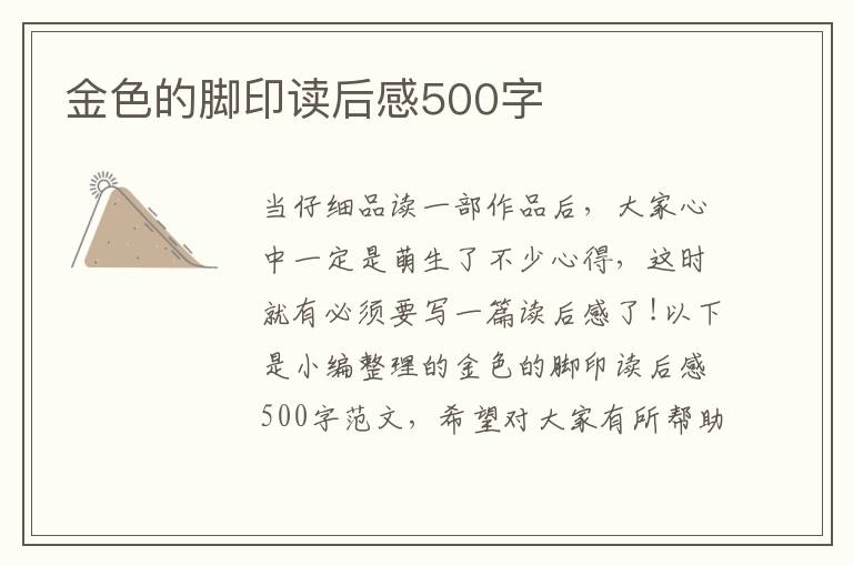 金色的腳印讀后感500字