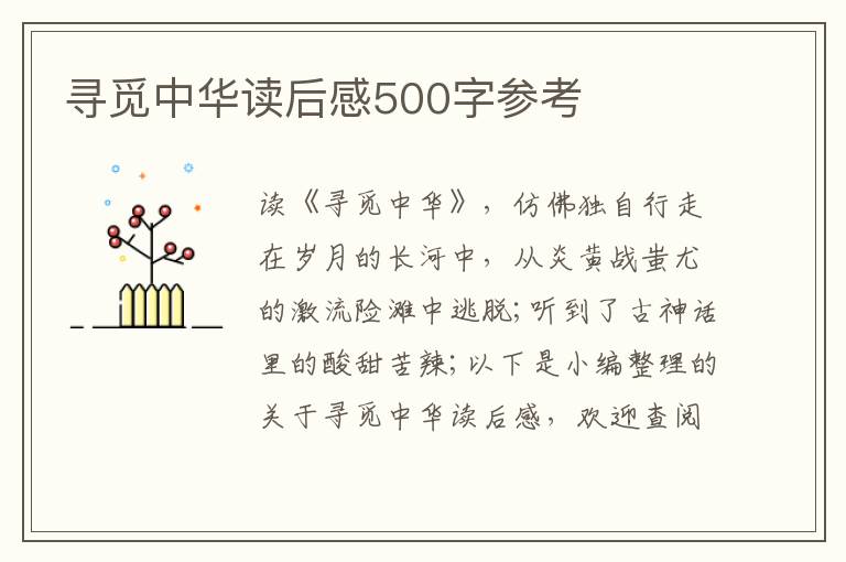 尋覓中華讀后感500字參考